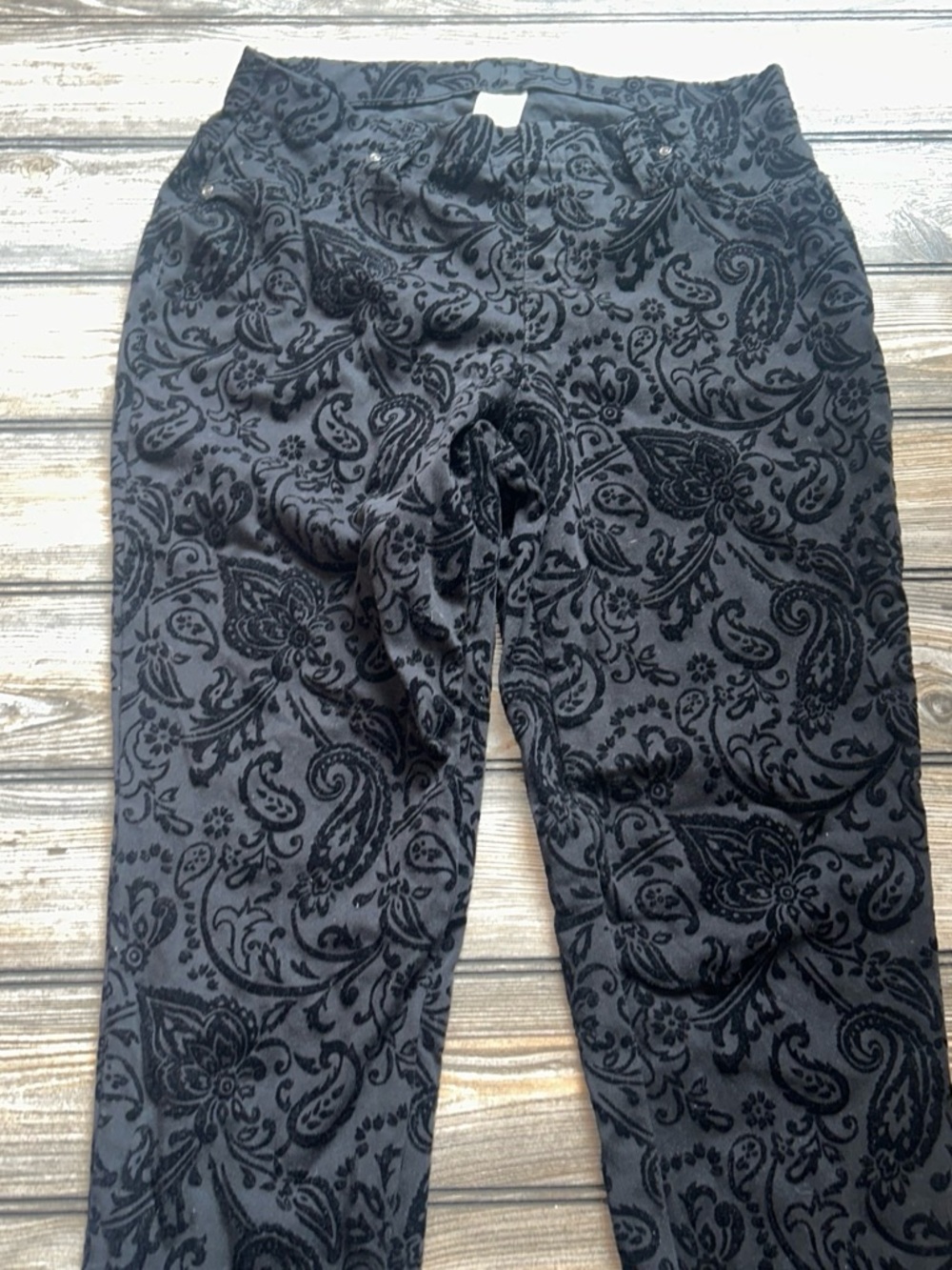 Faded Glory Black and Gray Paisley Velvet-Print Jeans